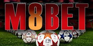 M8bet Logo With Soccers