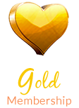 Gold heart shape and text gold membership