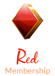 Red diamond shape with text red membership 